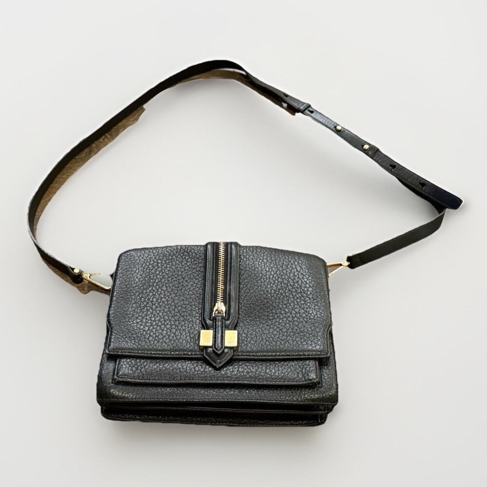 Rebecca Minkoff Womens Black Mini Waverly Pebbled Leather Crossbody Bag